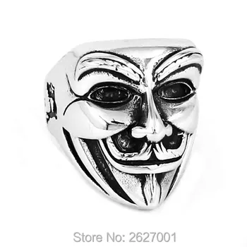En-gros de V de la Vendetta V Omul cu Masca de Motociclist Inel din Oțel Inoxidabil Moda Bijuterii Negru Argintiu Culoare Craniu Motociclist Bărbați Inel SWR0590