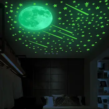 Luminos Luna Stele combinație 3D Autocolant Perete Dormitor Living Home Decor Camera pentru Copii Autocolante Glow în întuneric Perete Stick