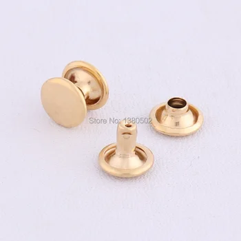 100sets 9*9 mm Metal de culoare de aur Dublu Capac Rotund Rapidă Nit Spike Stud pentru Centura Sac de Haine accesorii de Cusut