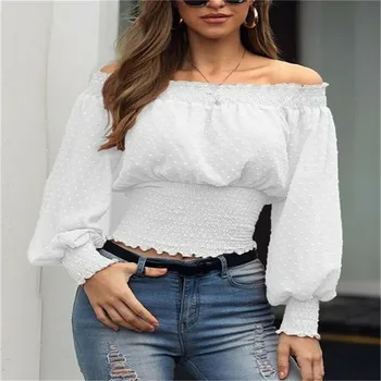 Noul brand Femei Bluze Femei de Pe Umăr rochie Bodycon Doamnelor Tricouri și Bule Bluza cu Maneci Lungi Skinny Moda T-Shirt Fierbinte