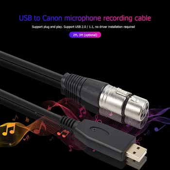 2m 3m USB Cablu pentru Microfon pentru Karaoke cu Microfon USB de sex Masculin la XLR Feminin Adaptor Cablu Audio Microfon Cablu pentru Înregistrarea Cântând