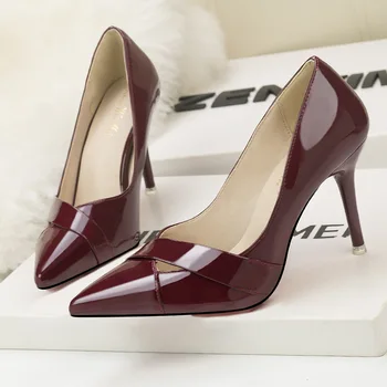 Designer de moda a subliniat toe pompe de femei sexy tocuri subtiri de mare adâncime mică de mireasa pantofi de mireasa vintage elegant doamnelor pantofi de 9cm