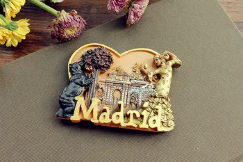 Spania Madrid Repere Turistice de Călătorie de Suveniruri 3D Magnet de Frigider Rasina de Artizanat IDEE de CADOU de Aur