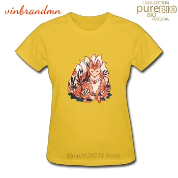 Drăguț Kitsune Spiritul Fox Doamnelor T-Shirt Casual Fox Kitsune Tribal cu Spiritul Felinar Crewneck tricouri de Vara pentru Femei Tricou