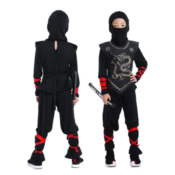 Băiat copil Costume de Halloween Cosplay dragonului negru Arte Martiale Ninja Costume Copii Decoratiuni Partid Consumabile Războinic Uniforme