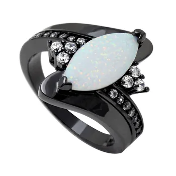 2017 fierbinte opal inel negru pistol placat pentru femei, cadou de nunta bijuterii de moda dimensiunea de 6-8 inele bijuterii alb opal
