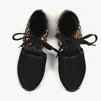 2020 Nou Plasă De Femei Pantofi Plat Usoare Femei Adidași Respirabil Doamnelor Casual Gol Afară Femme Adidași Leopard Pantofi Plat
