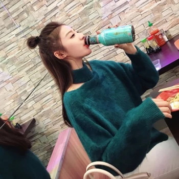 Iarna Femei Pulovere de Mohair 2020 Casual Moda Tricotate Pulovere de sex Feminin coreeană Șic Capastru cu mâneci Lungi Pulovere de Crăciun Trage