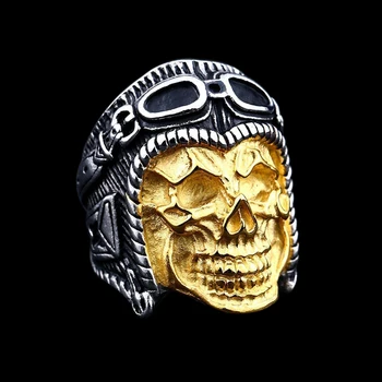 Bărbați Bijuterii Inel Nou Stil Punk Din Oțel Inoxidabil Gotic Pilot Skull Ring Pentru Bărbați Accesorii De Petrecere, Cadou