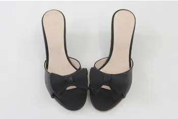Doamna Ieftine De Calitate Frumos Arc Pene Indesata Unic Sandale Pantofi Adevărată Piele Tocuri Inalte Femei Pompe Plus Dimensiune 43 44 45 46