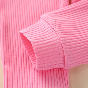 2020 Toamna Primavara pentru Copii Baby Girl Haine Seturi Maneca Lunga Culoare Solidă DRAGOSTE Pulover Topuri + Pantaloni Lungi 2 BUC Haine Copii 0-4T