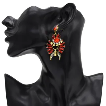 Vintage cercei boemia stil European Black Red Crystal Moon Flower Forma de Franjuri Picătură Cercei Femei Fete Bijoux Bijuterii