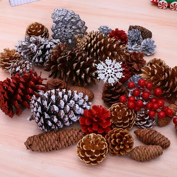 6Pcs Artificiale, conuri de Brad de Crăciun Copac Decoruri Creative Flori Uscate DIY Cununa de Materiale de Recuzită Fotografie pentru Petrecere de Vacanță