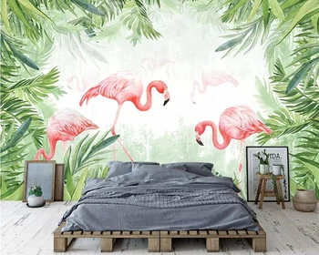 Beibehang tapet pictat pădure tropicală flamingo murală camera de zi dormitor perete de fundal 3d tapet decor acasă