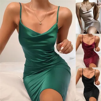2021 Europene Și Americane de Vara Femei Sexy Slim Strâns Culoare Solidă Rochie Lungă, fără Mâneci Teacă