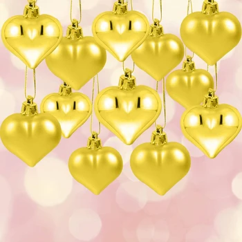 24buc Îndrăgostiților Inima Baubles Ornament Ornamente în Formă de Inimă pentru Ziua Îndrăgostiților, Nunta și Partidul Decor Acasă