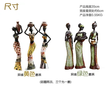 3pcs/lot 6*5*20cm femeie din africa de oameni ornamente decor acasă accesorii craft Statuie