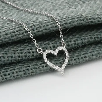 Chandler Argint Culoare Cristal CZ Dragoste Inima Pandantiv Coliere Pentru Iubita Cadou Declarație Lanț Lung de Cuplu Romantic Bijuterii