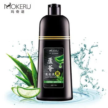 Mokeru 1 buc 400ml Organice Naturale de Aloe Vera Negru Sampon de Par Acoperi Părul Alb Rapid Vopsea de Păr Șampon