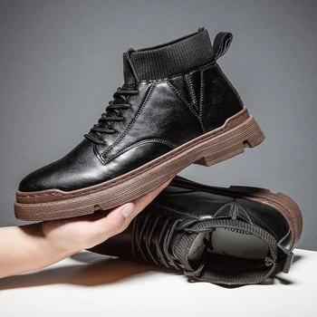 Platforma Cizme Barbati Pantofi din Piele Confort Toamna Pantofi pentru Bărbați Ghete Pantofi impermeabili pentru Barbati Cizme din Piele de Înaltă Calitate, Nou