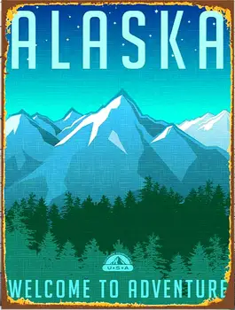 Vintage Alaska Tablă de Metal Semn 8x12 Inch Arta Retro Bar Pub Decor de Perete Nou Poster Placa