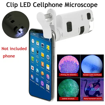 Universal 120-190X Telefon Mobil Microscop Bijuterii de Identificare Reglabil Zoom Lens telefon Mobil Clip cu LED-uri Lumina