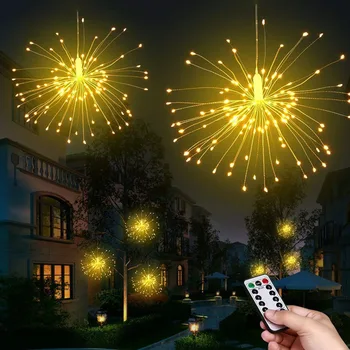 Thrisdar 200 LED-uri de Crăciun Agățat Starburst Șir Lumina DIY foc de artificii Sârmă de Cupru Zână Lumina Ghirlanda de crăciun Sclipire de Lumină
