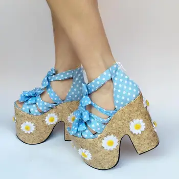 Printesa lolita dulce pantofi de Vara fasgion femei pantofi sandale simplu minunat proaspete sora moale briose puncte albastre pantofi an1478