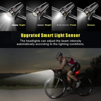Actualizat Biciclete 350 Lumeni Farurilor Fata Spate Stop Spate Lumina USB Reîncărcabilă IP 5 rezistent la apa Încărcare Rapidă YS-