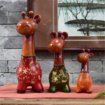 Chineză Stil de Desen Colorat Rășină Familie de Trei Cerb Drăguț Decorare Camera de zi cu TV Cabinet Figurine de Animale Ornamente X2281