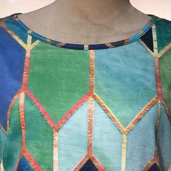 Femei Vintage Maneca Lunga O de Gât Geometrice Hexagon Print T-shirt Bluza de Sus