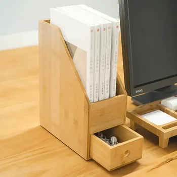 Creative rechizite de birou desktop cutie de depozitare cu sertar A4 carte de bambus cutie de depozitare