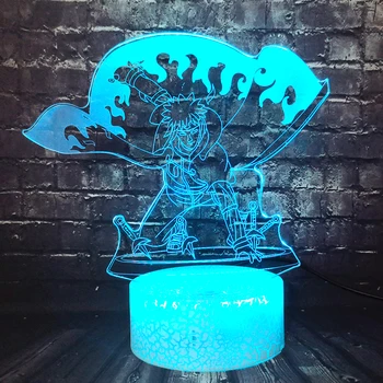 Moda de Desene animate 3D Vizuale Sparge Lampa Naruto Tema Figura Namikaze Minato CONDUS în condiții de Siguranță Copilul Smart Touch Schimba Lumina de Noapte Petrecere Jucărie