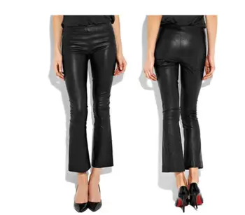 Brand de moda de Brevet de Glezna-lungime din piele pu pantaloni sex feminin 2020 toamna primavara a fost subțire de agrement din piele pu flare pantaloni wj2698