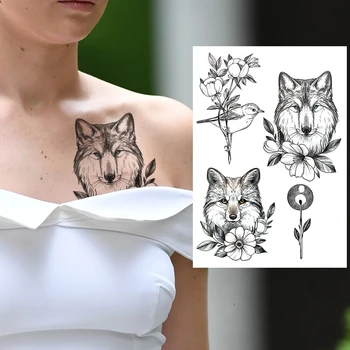 Unic Leu Negru Sabia Tatuaje Temporare Pentru Femei Adulți Realist Tigru Tatuaje Bijuterii Pandantiv Lup Vulpe Autocolant Tatuaj Fals