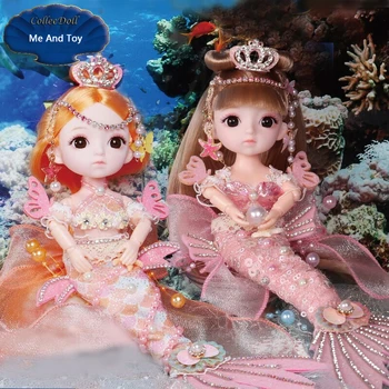 Noi 1/12 16cm Printesa Sirenă Figura Model de Papusa Set Complet Cu Tiara Coroana Frumoase Papusi Fairy Acțiune Jucărie Pentru Fete Cadouri