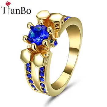 TianBo Negru/alb/aur Culoare Inel pentru Femei Trupa de Nunta Jewerlly Mare Rosu/Albastru CZ Inel de Logodnă de Mireasa Cadou de Aniversare Size8