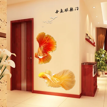 3D Carasi Autocolante de Perete Stil Chinezesc Home Decor Camera de zi Dormitor Canapea, TV Fondul de Decorare DIY Decalcomanii de Arta Tapet