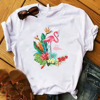 Femei T Shirt Flori Florale Unicorn Imprimare Tricou Femei Maneci Scurte Gât O Pierde T-shirt Doamnelor de Vară de Cauzalitate Tricou Haine