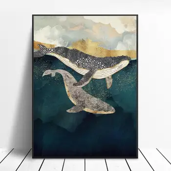Nordic Abstract balena Peisaj de Munte Panza Pictura Perete Printuri de Arta Decor Acasă Poster de Perete Decor Pentru Camera de zi