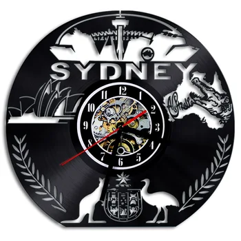 Australian Ceas Sydney Vinil Ceas de Perete Sydney Orizont Arta Ceas de Iluminat cu LED Ceas Turistice Cadou