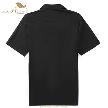 SISHION Plus Dimensiune Bărbați Cămașă ST126 de Vară 2021 Maneca Scurta Bumbac cu Broderie L-3XL Vintage Rock Retro Shirt