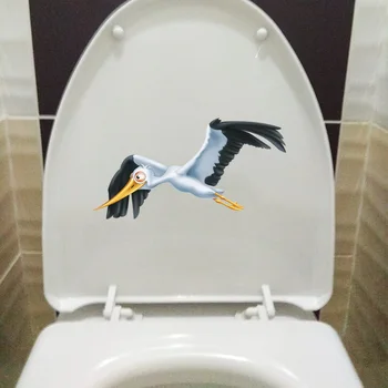 YOJA 28.8×15CM Grey Heron desen Animat Amuzant WC Lavoar Decor Casa Personalitatii Cameră de Autocolante de Perete T1-2819