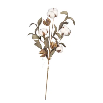 4Balls pe Stem Bumbac bumbac Natural flori artificiale buchete de plante decoratiuni nunta, decoratiuni flori uscate