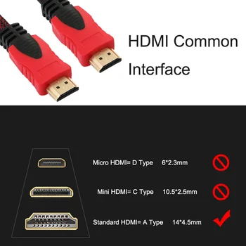 1,5 m Versiunea 1.4 Roșu și Negru Net Dublu Țesute Net TV set-top Box prin Cablu HDMI compatibil HD mascul la mascul 1,5 M 3M 5M 10M de Cablu