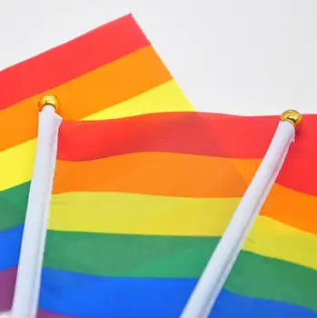 Curcubeu Gay Pride Băț de Steag 21*14CM Mini Portabil Fluturând Mâner Steagul Acasă Festivalul de Partid Decor LX7089