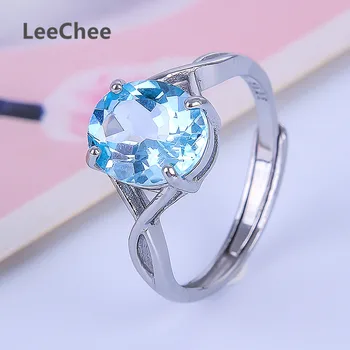 LeeChee albastru topaz inel pentru femei uzura de zi cu zi 8*10mm piatră prețioasă de bijuterii moda stil liber nava real 925 Masiv Sterling de Argint