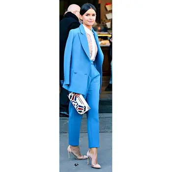 Personalizat Lacul Albastru Pentru Femei Costume De Afaceri Dublu Rânduri Doamnelor Birou Uniforme Pantaloni B200