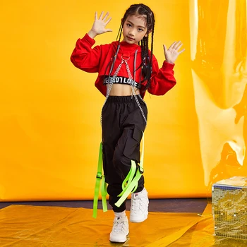 2021 Copii Costume De Dans Pentru Jazz Topuri Cu Maneci Lungi Pantaloni Hip Hop Fete De Îmbrăcăminte De Bal Scena Street Dance Performance Purta