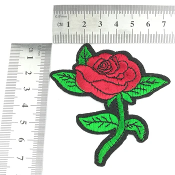 10buc/Lot Trandafir Rosu Floare Broderie Frunze de Fier Pe Aplicatiile de Patch-uri de Cusut Pe Patch-uri Ambarcațiuni Autocolant Îmbrăcăminte DIY Accesorii